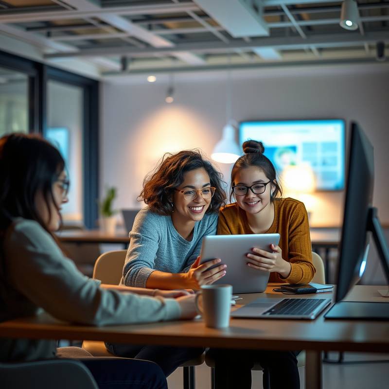 Estudiantes trabajando en un proyecto colaborativo online