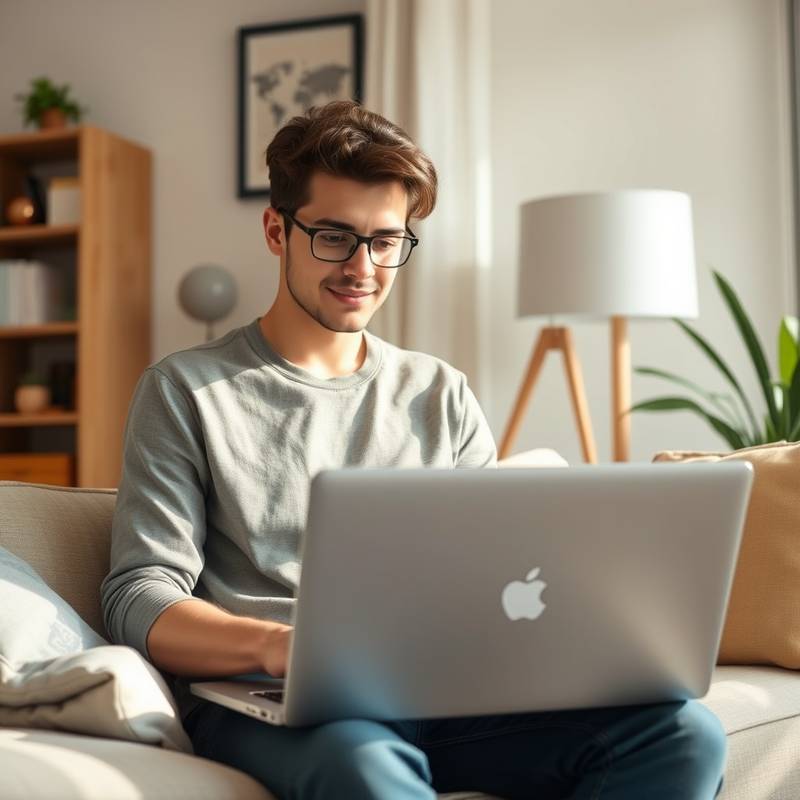 Profesional joven trabajando en una laptop en casa